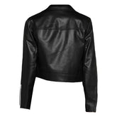 Women's Biker Black Leather Cropped Jacket | Cropped Leather Jacket Women